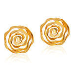 Load image into Gallery viewer, Unique hollowed gold rose flower stud earring