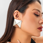 Load image into Gallery viewer, Big square stud silver earring