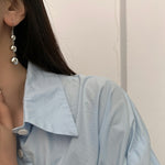 Load image into Gallery viewer, Gold and silver big round long drop earring