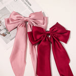 Load image into Gallery viewer, Satin long ribbon bow hairpin