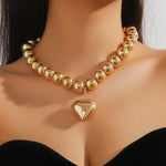 Load image into Gallery viewer, Big heart pendent chocker necklace