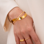 Load image into Gallery viewer, Wave intersect lrregular twisted open bangle