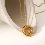 Load image into Gallery viewer, Steel Round Crystal Pendent Necklace For Women