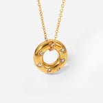 Load image into Gallery viewer, Steel Round Crystal Pendent Necklace For Women