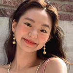 Load image into Gallery viewer, Gold and silver big round long drop earring