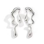 Load image into Gallery viewer, Irregular hollow water droplet earring(silver)