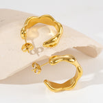 Load image into Gallery viewer, CC hoop triangle smooth big flower earring