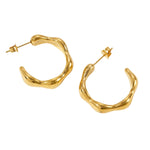 Load image into Gallery viewer, CC hoop triangle smooth big flower earring