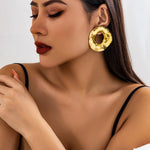 Load image into Gallery viewer, Large circle stud earring(gold)