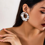 Load image into Gallery viewer, Large circle stud earring(silver)