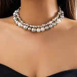 Load image into Gallery viewer, Silver large ball bead chain necklace