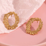 Load image into Gallery viewer, Leaf hoop design stud earring