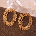 Load image into Gallery viewer, Leaf hoop design stud earring
