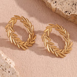 Load image into Gallery viewer, Leaf hoop design stud earring