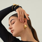 Load image into Gallery viewer, Geometric triangle chunky earring(gold)