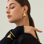 Load image into Gallery viewer, Geometric triangle chunky earring(gold)