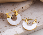 Load image into Gallery viewer, Natural white shell hoop earring