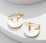 Load image into Gallery viewer, Natural white shell hoop earring
