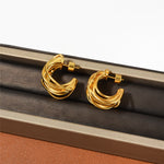 Load image into Gallery viewer, Chunky c shaped multi layer hoop earring