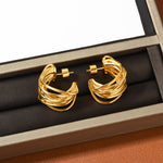 Load image into Gallery viewer, Chunky c shaped multi layer hoop earring