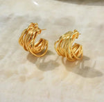 Load image into Gallery viewer, Chunky c shaped multi layer hoop earring