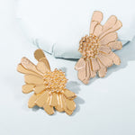 Load image into Gallery viewer, Metal gold half flower stud earring