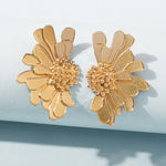 Load image into Gallery viewer, Metal gold half flower stud earring