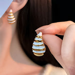 Load image into Gallery viewer, Black strip water drop earring