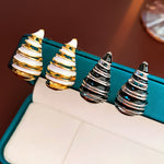 Load image into Gallery viewer, Black strip water drop earring