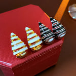 Load image into Gallery viewer, Black strip water drop earring