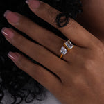 Load image into Gallery viewer, Pink square waterdrop zircon ring