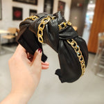 Load image into Gallery viewer, Knotted twisted leather chain hair band