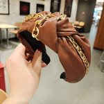 Load image into Gallery viewer, Knotted twisted leather chain hair band