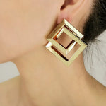 Load image into Gallery viewer, Simple retro metal double rhombus earring