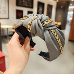 Load image into Gallery viewer, Knotted twisted leather chain hair band