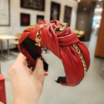Load image into Gallery viewer, Knotted twisted leather chain hair band