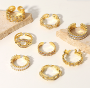 Gold plated engagement moissanite diamond ring