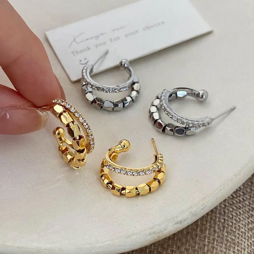 C shape double layer earring