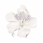 Crystal white flower brooch