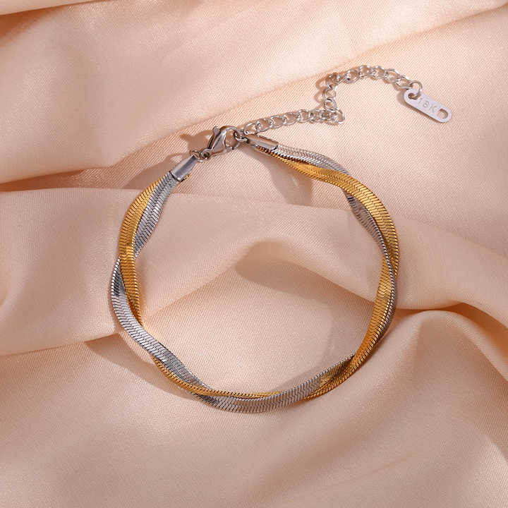 Snake chain bracelet(gold and silver mix)