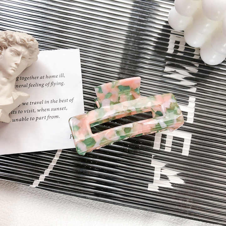 Pink and Green Mix Rectangle Jumbo hairclip