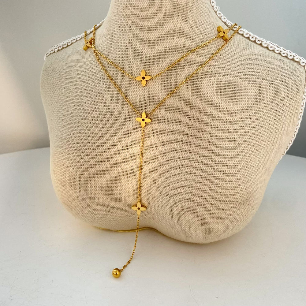 Double Layer Extended Tassel Necklace