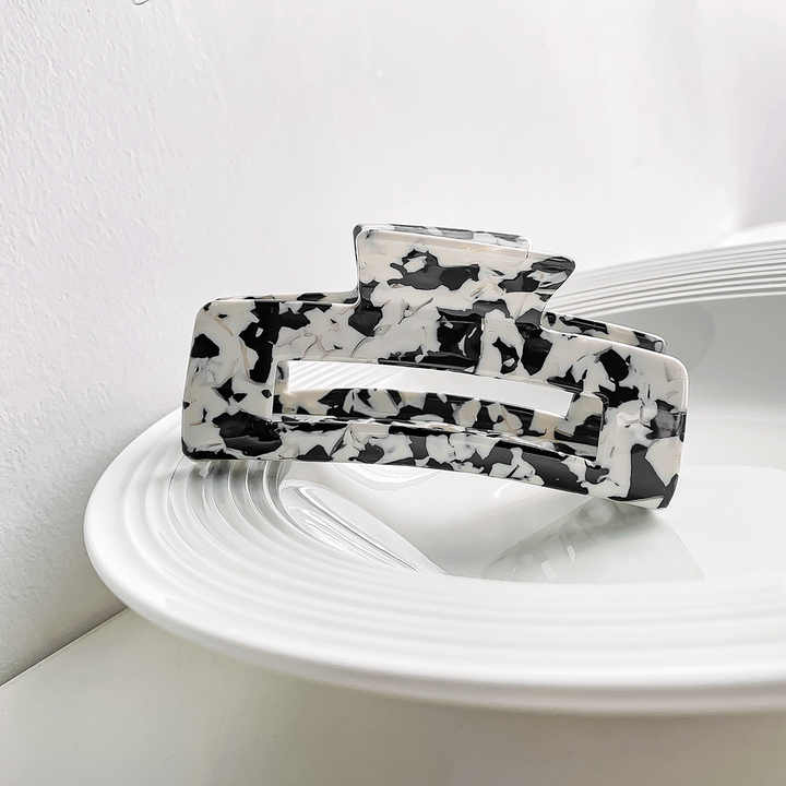 Black and White Rectangular Jambo hair claw