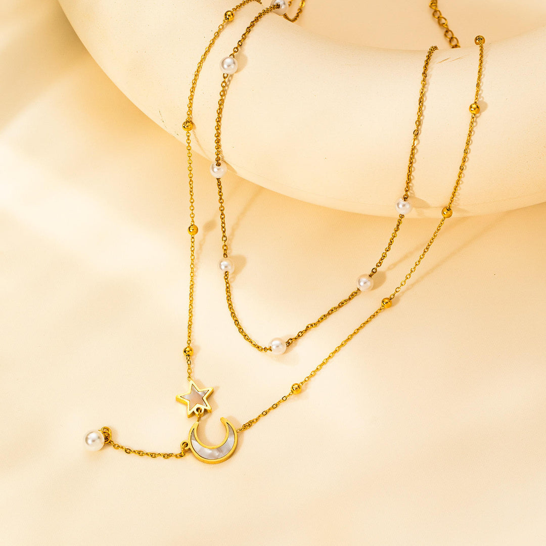 Pearl star moon pendent