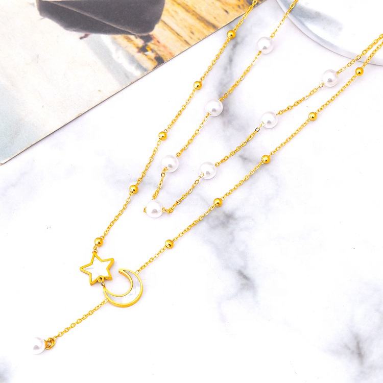 Pearl star moon pendent