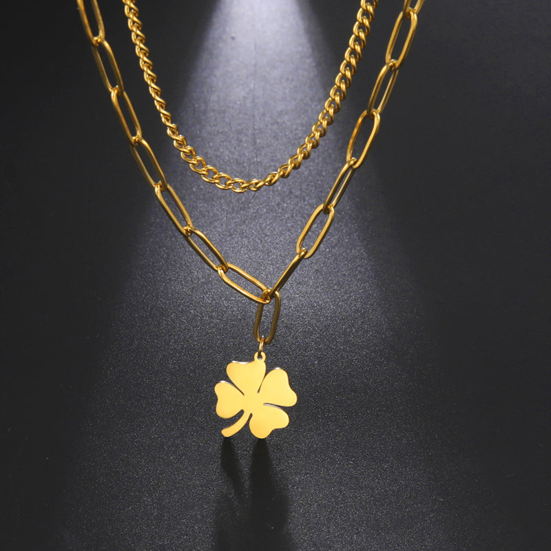 Four Leaf clover Double Layer Pendent