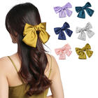 Satin cloth big bow hair clip