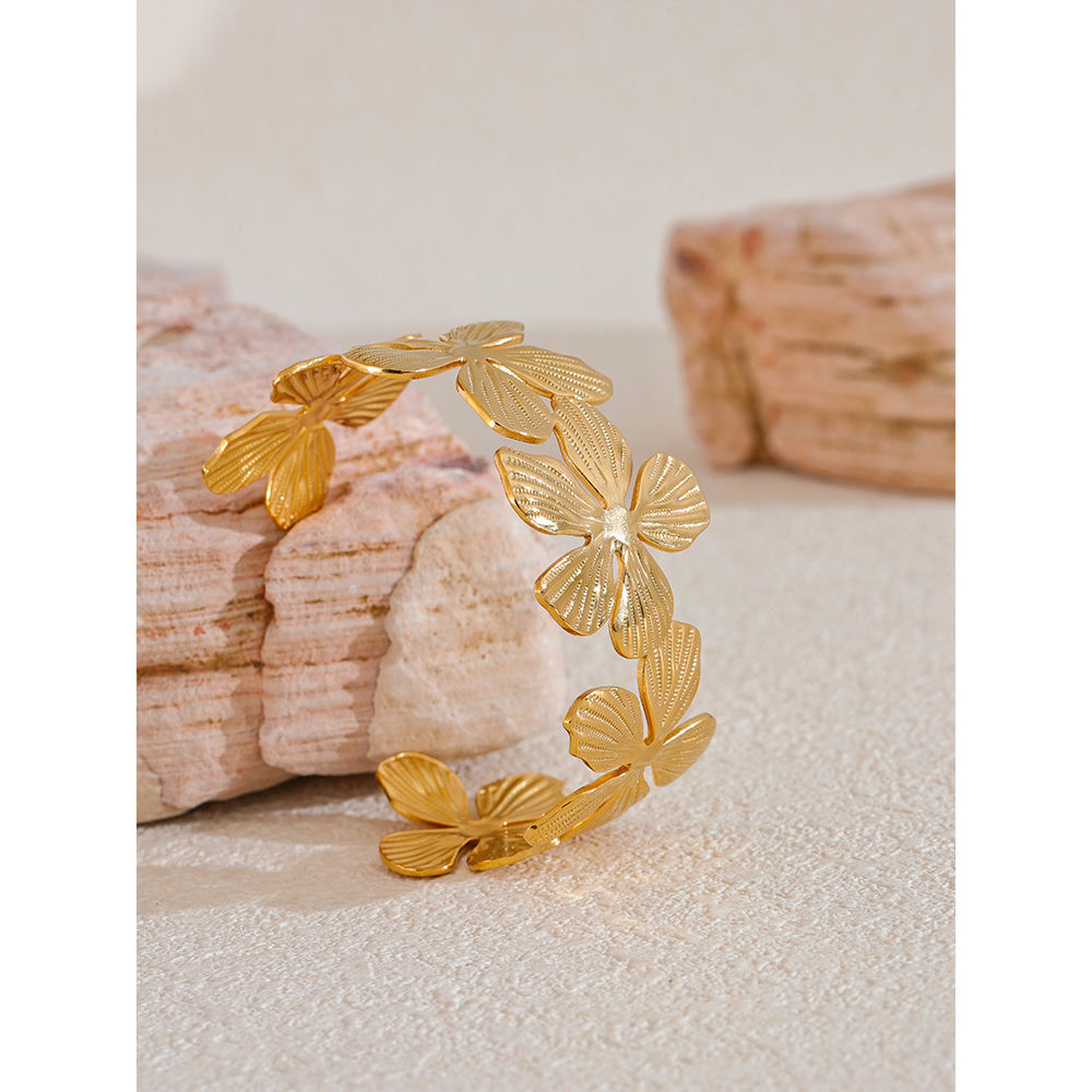 Flower Cuff Open Bracelet