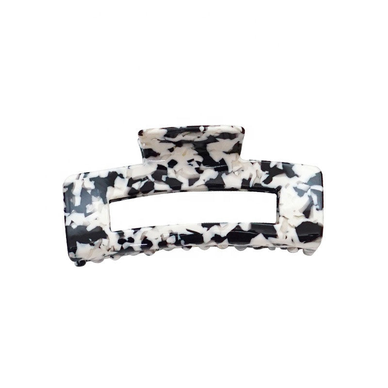 Black and White Rectangular Jambo hair claw