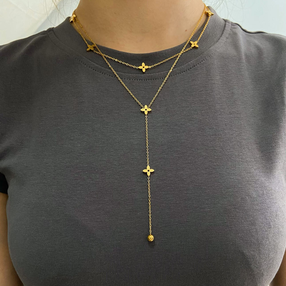 Double Layer Extended Tassel Necklace